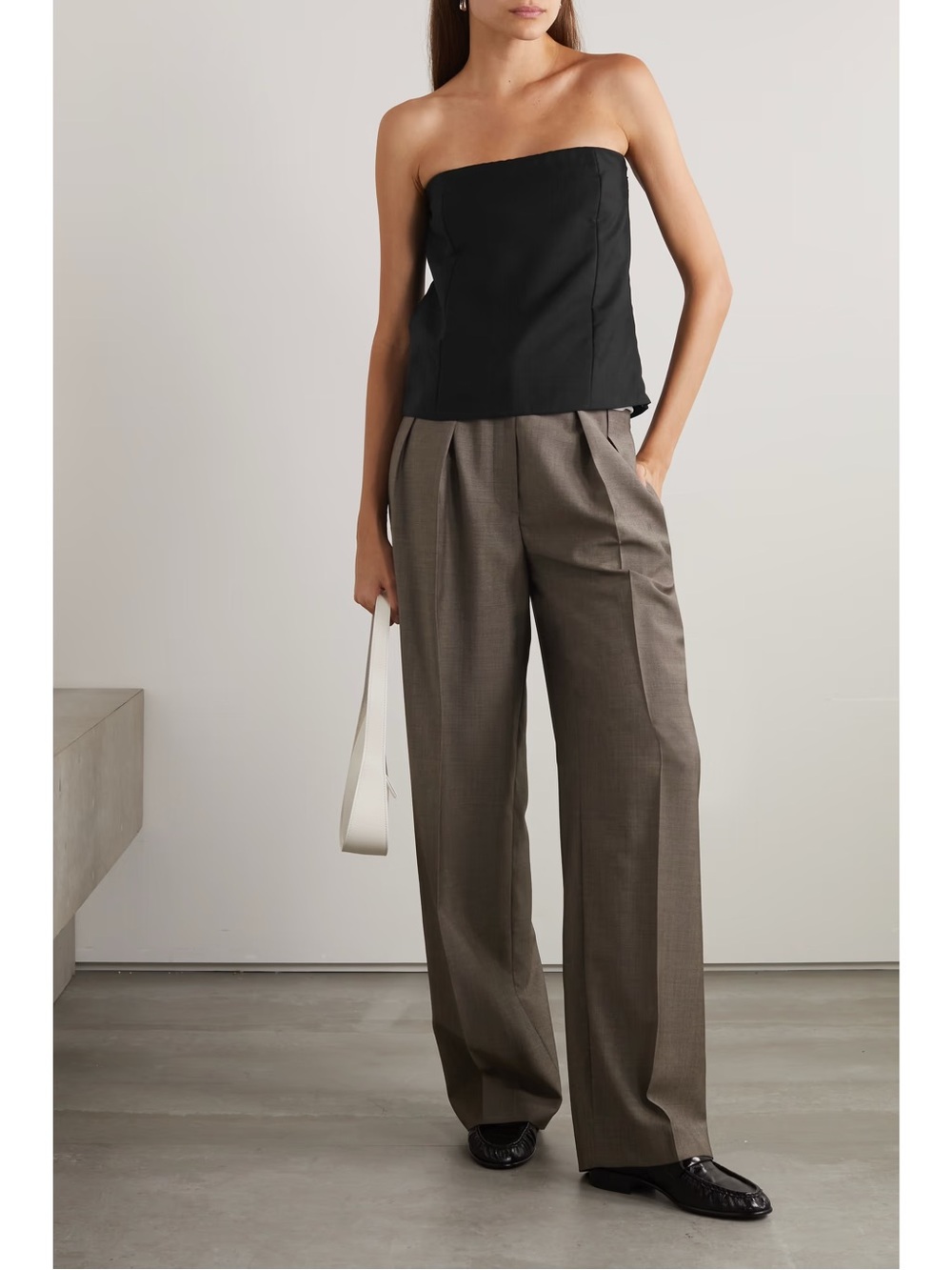 THE ROW‎ Melini Strapless Wool Mohair-blend Twill Top Black Tube